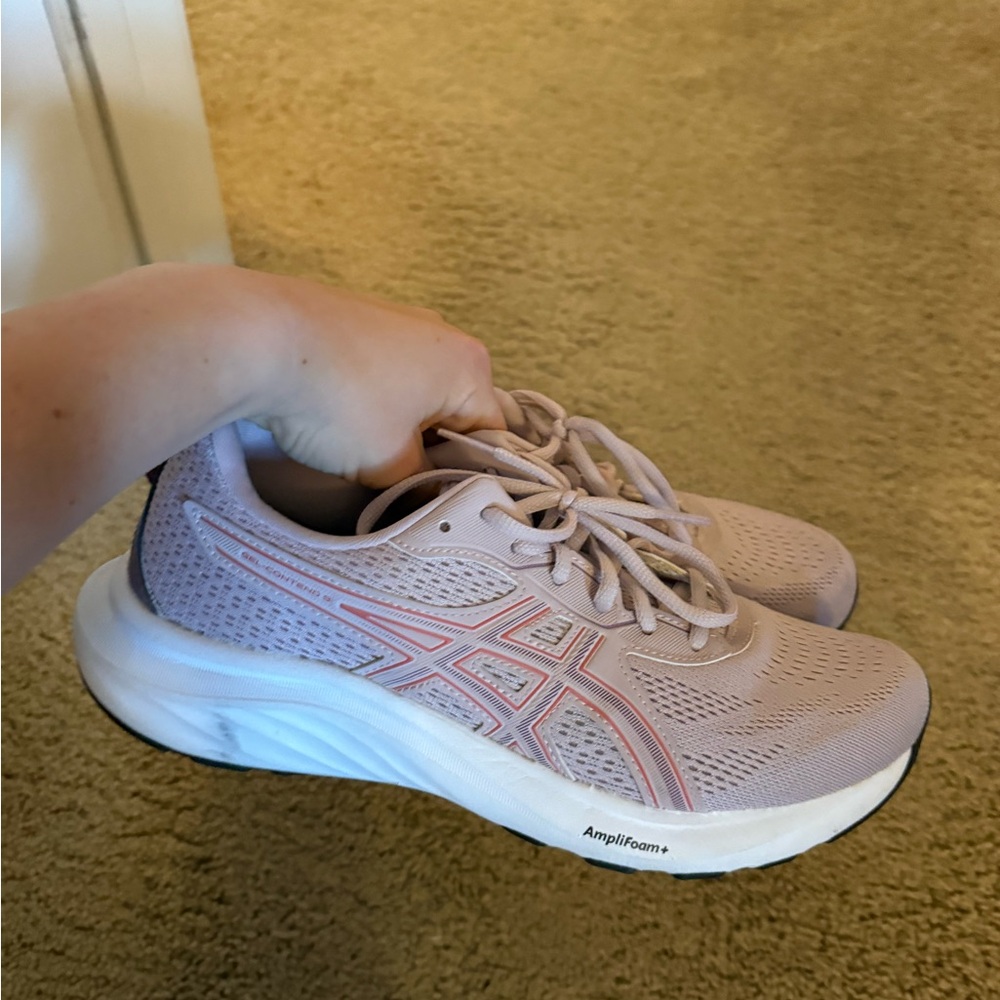 ASICS Women's Pale Pink Mesh Running Shoes with White Midsole